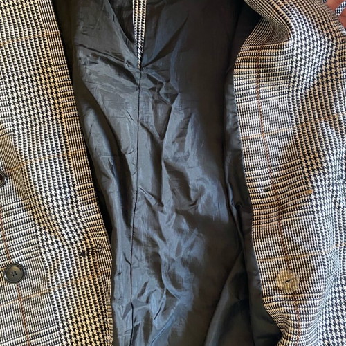 Stradivarius checked coat like new, black and beige