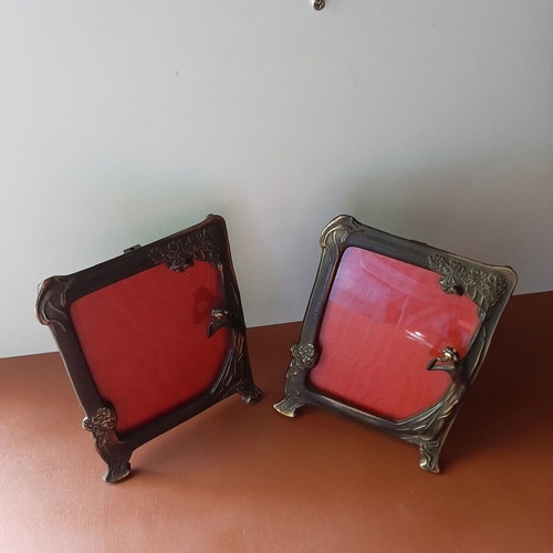 Art Nouveau brass photo frames set like new