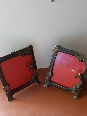 Art Nouveau brass photo frames set like new