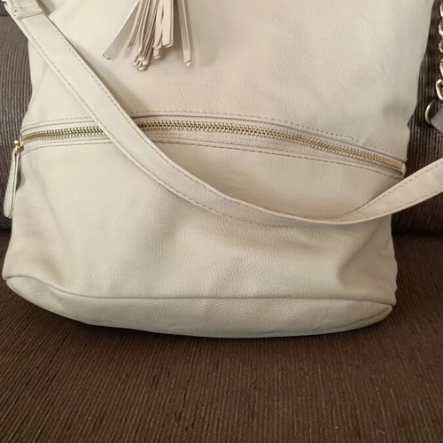 Atmosphere shoulder bag used, large capacity, beige