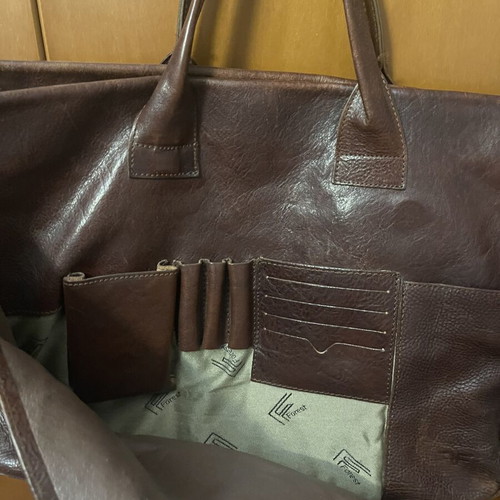 Forest leather professional bag used, large brown briefcase