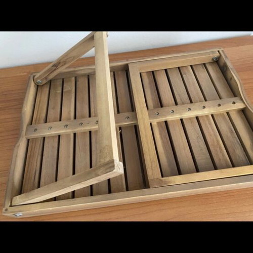 Wooden tray with stand like new, ideal for food or laptop