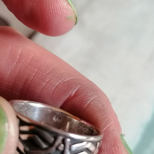 Silver 925 ring band with geometric designs new no 58 (US 8 1/4)