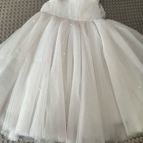 Sugarbabies Baby White Party Dress with Pearls like new