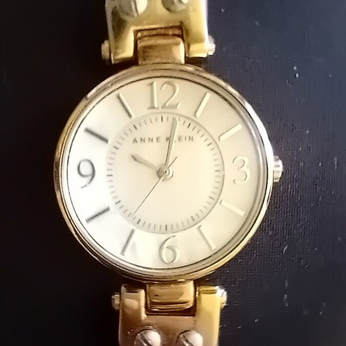 Anne Klein watch used, red leather strap, quartz mechanism