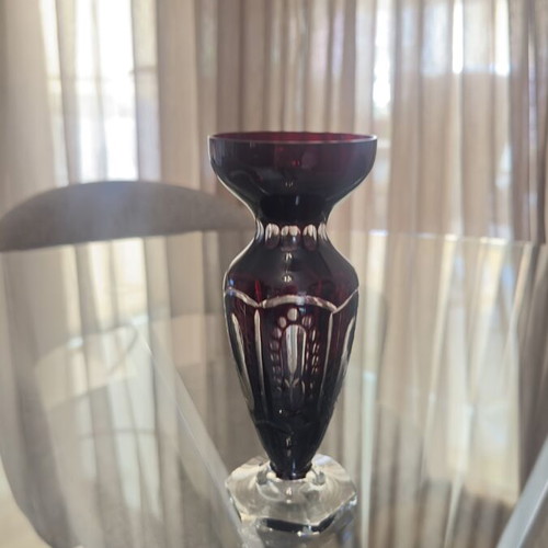 Vintage Czech Bohemian crystal vase, 20 cm