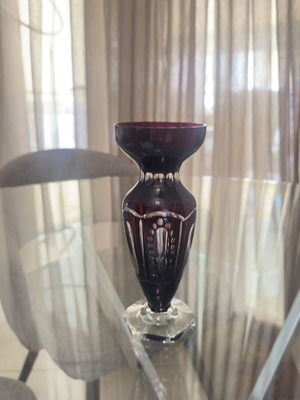Vintage Czech Bohemian crystal vase, 20 cm