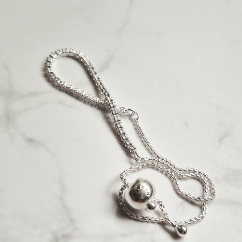 Pandora adjustable silver bracelet with sparkling stones, new
