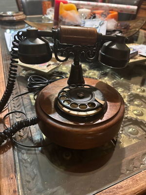 Wooden antique telephone used