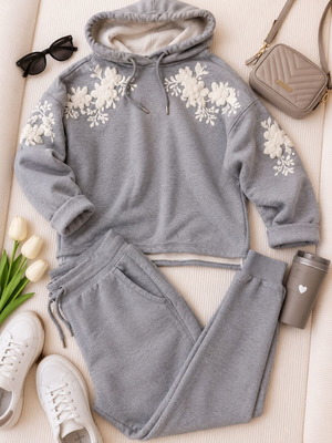 Sportswear set with embroidery, grey, size M/L