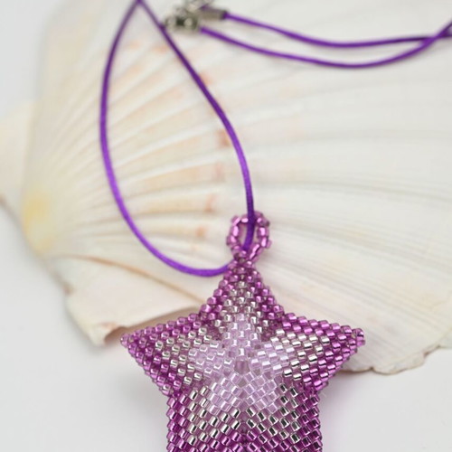 Star necklace made to order with pink and purple Delica beads