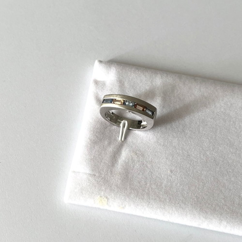 Solid silver 0.925 ring with blue and brown zircon new