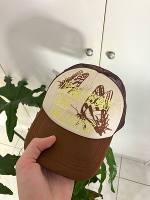 Erehwon Studio Trucker cap used, beige and brown