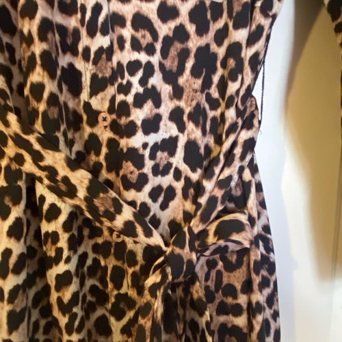 Midi women's dress animal print with buttons and belt like new