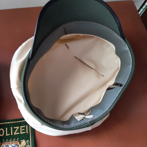 German police hats used, 1970s set with Polizei badge