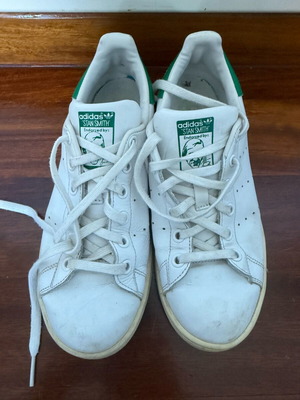 Adidas Stan Smith sneakers used, white and green, size 38