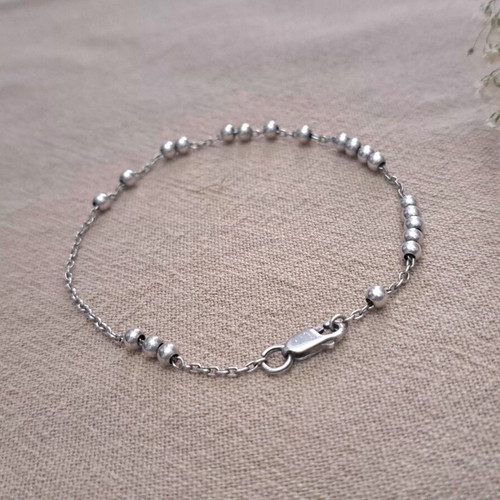 Silver Anklet 925 with 3 mm Beads like new