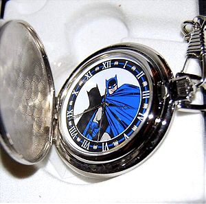 THE BATMAN POCKET WATCH STAINLESS STEEL with RETRO ART new IN COLLECTIBLE BATMAN GIFT BOX NEW