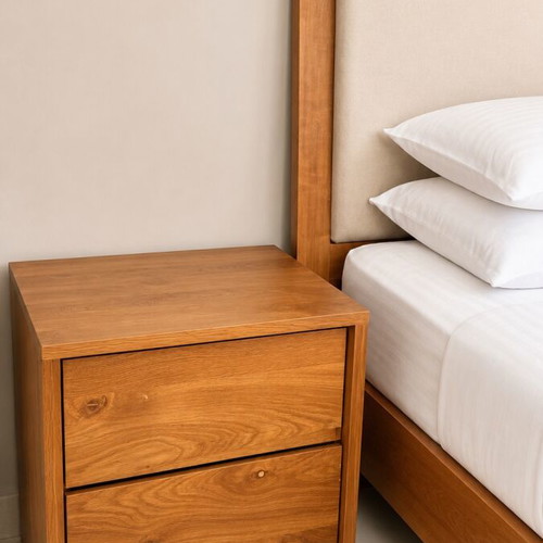 Pair of natural wood bedside tables