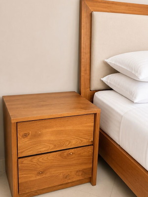 Pair of natural wood bedside tables
