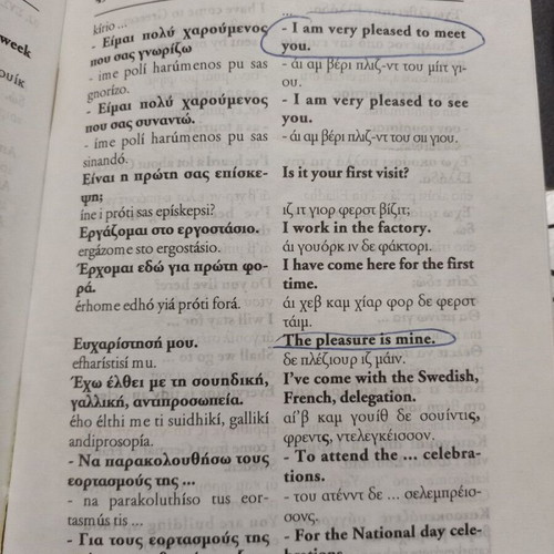 Greek-English Dialogues book used, bilingual language guide