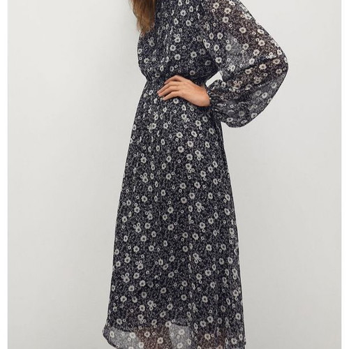 Mango midi dress new with waist elastic and honeycomb pattern