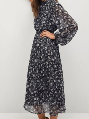 Mango midi dress new with waist elastic and honeycomb pattern