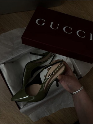 Gucci Signiora γόβες από πατενταρισμένο δέρμα καινούργιες, νούμερο 37.5, πράσινες