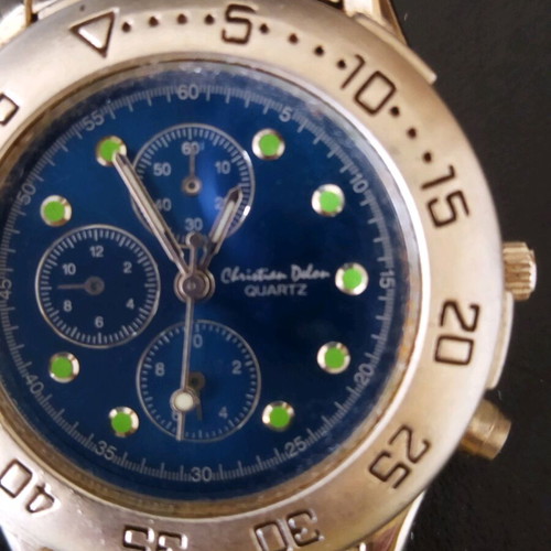 Christian Delon Quartz men's wristwatch, turquoise, chronograph