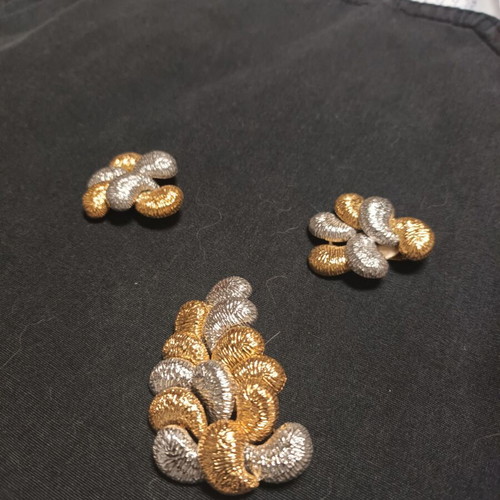 Set brooch with earrings like new, gold and silver colors