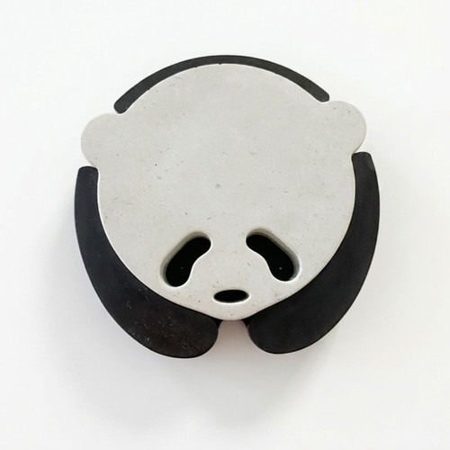 Minimal Cement Panda Coaster Set with Base made to order