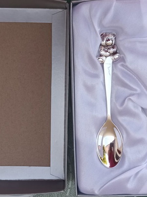 Gift set spoon and egg holder silver color like new