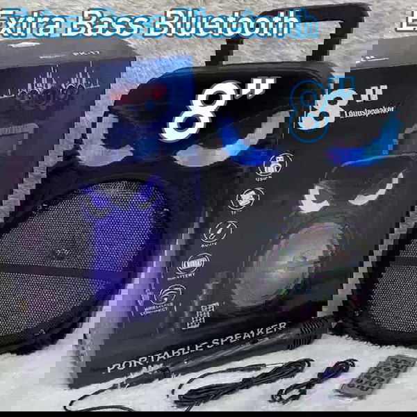 Ηχείο 8” Karaoke με Μικρόφωνο, Echo, Τηλεκοντρόλ, Bluetooth, Fm ράδιο, Usb, Tf card, Aux in