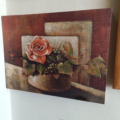 Decorative canvas painting with rose theme used, 35×45 cm