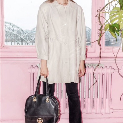 Leatherstill leather trench coat, made in Italy, size S, beige