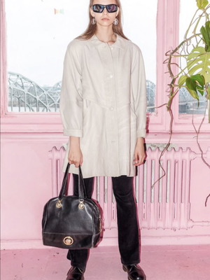 Leatherstill leather trench coat, made in Italy, size S, beige