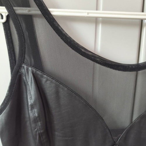 Pink Woman bodysuit like new with leather and mesh