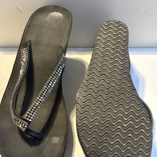 Exe platform sandals black with rhinestones used, size 38