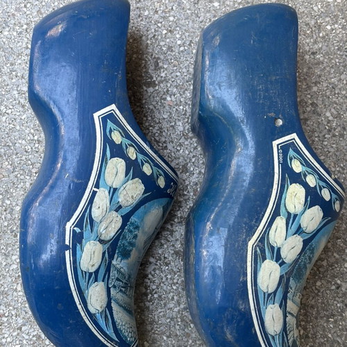 Dutch Wooden Clogs Used, Blue, Size 37, Handmade