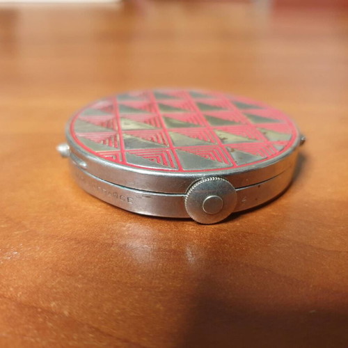 Art Deco 1928 powder case used, Montre A Poudre by Jacques Schall