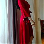  Υπέροχο σκούρο κόκκινο ασύμμετρο φόρεμα boho
