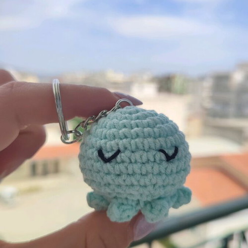 Knitted octopus keychain new handmade