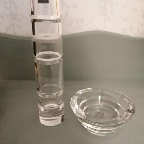 Morava crystal mouth blown vase and ashtray new