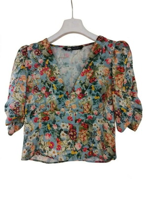 Floral satin crop top Zara size S like new
