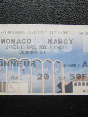 Εισιτήριο ποδοσφαίρου Monaco - Nancy 15/4/2000