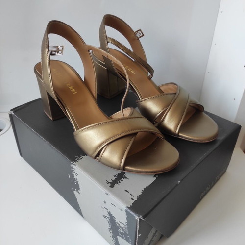 Paola Ferri leather sandals, gold, size 41, 7cm heel