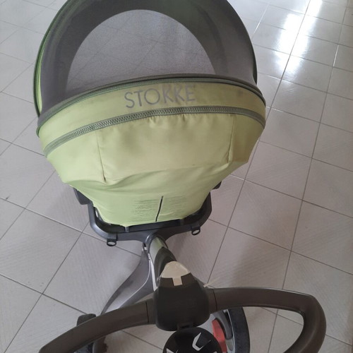Stokke Xplory stroller used with carrycot and summer kit