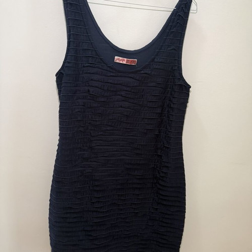 Navy Mini Dress Playlife used, size Large, elastic textured fabric
