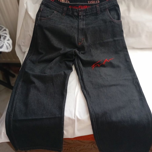 FUBU vintage streetwear jeans black denim used, 3XL