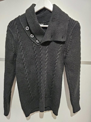 Men's sweater used, size L, black, wool-acrylic blend